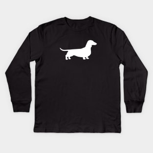 White Dachshund Silhouette | Wiener Dog Kids Long Sleeve T-Shirt